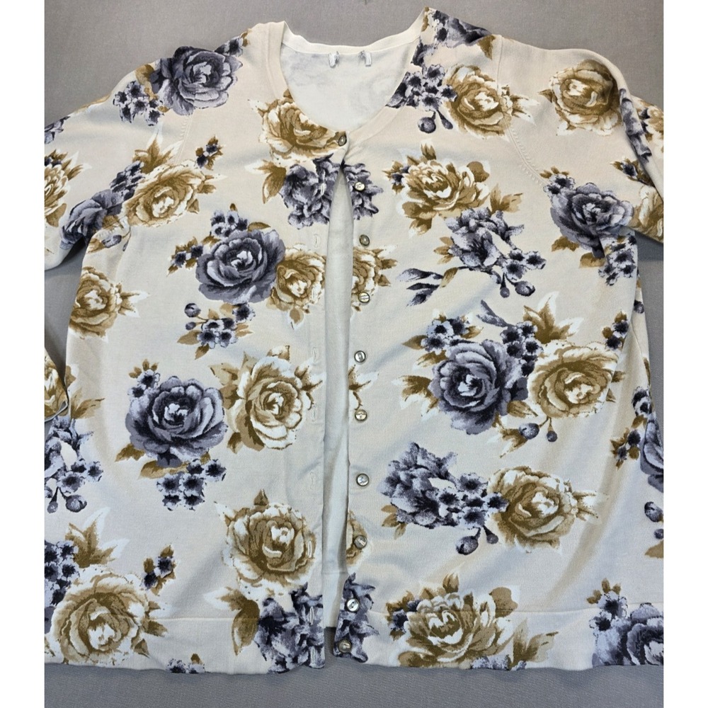 CJ Banks Cardigan AOP‎ Lightweight 100% Office Staple 3/4 Sleeve READ